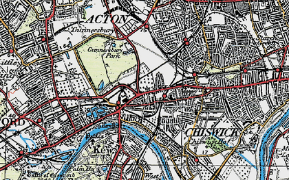 Old map of Gunnersbury in 1920