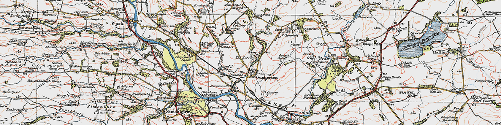 Old map of Gunnerton in 1925