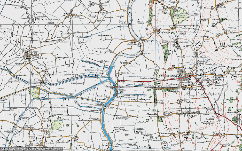 Historic Ordnance Survey Map of Gunness, 1923