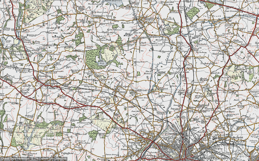 Old Map of Gunstone, 1921 in 1921