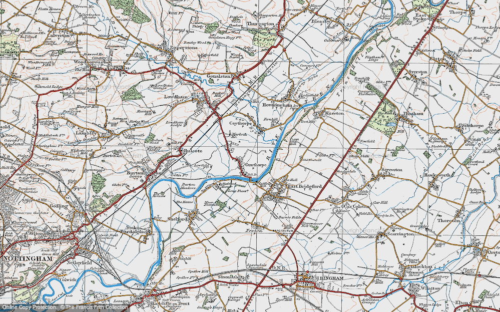 Old Map of Gunthorpe, 1921 in 1921