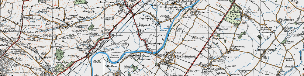 Old map of Gunthorpe in 1921