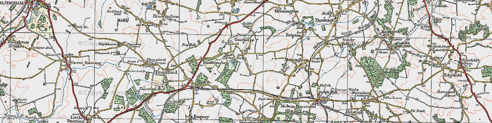 Old map of Gunthorpe in 1921