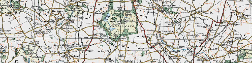 Old map of Gunton Park in 1922