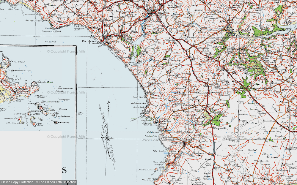 Old Map of Gunwalloe, 1919 in 1919