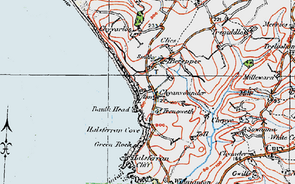 Old map of Gunwalloe in 1919