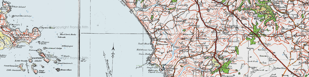Old map of Gunwalloe Fishing Cove in 1919