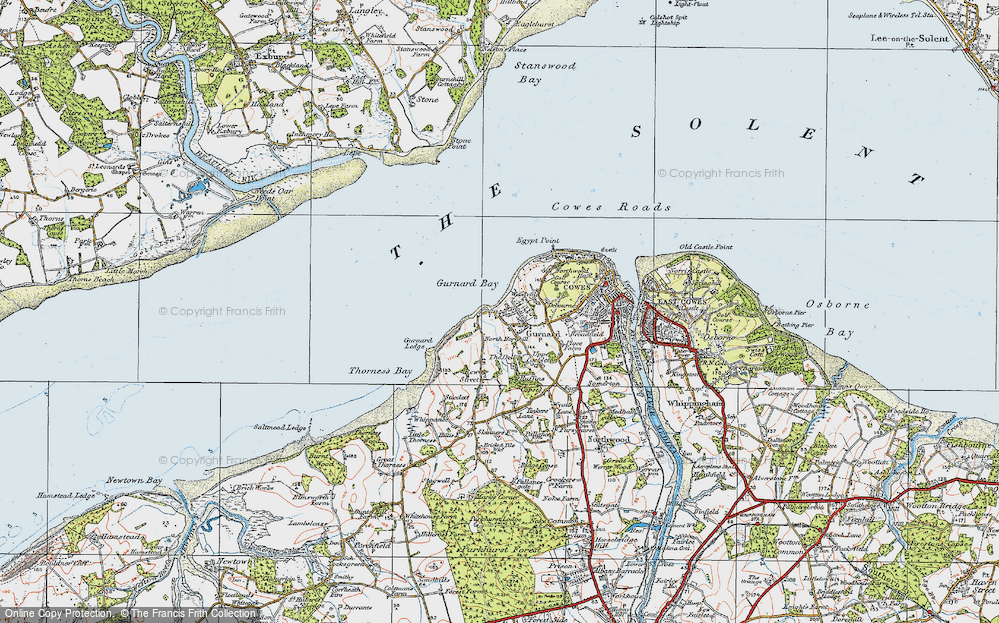 Old Map of Gurnard, 1919 in 1919