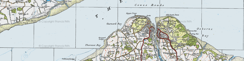 Old map of Gurnard in 1919