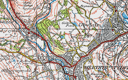 Old map of Gurnos in 1923
