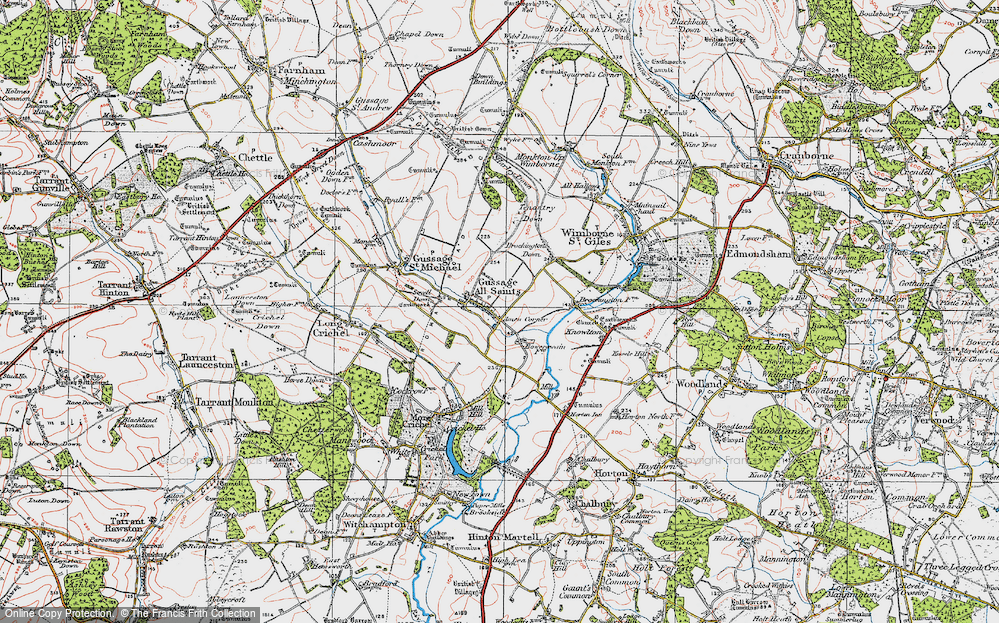 Old Map of Gussage All Saints, 1919 in 1919