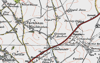 Old map of Gussage St Andrew in 1919