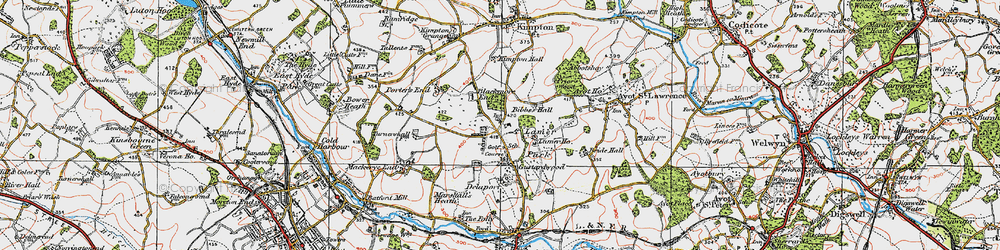 Old map of Gustard Wood in 1920