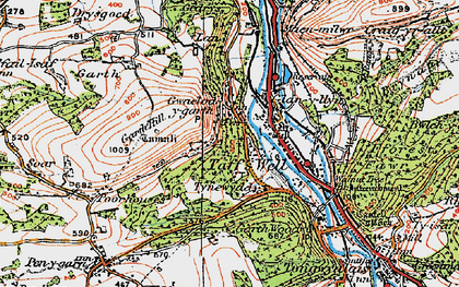 Old map of Gwaelod-y-garth in 1919