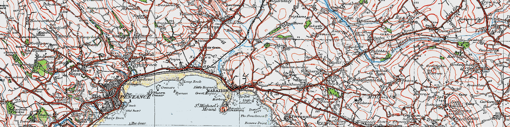 Old map of Gwallon in 1919