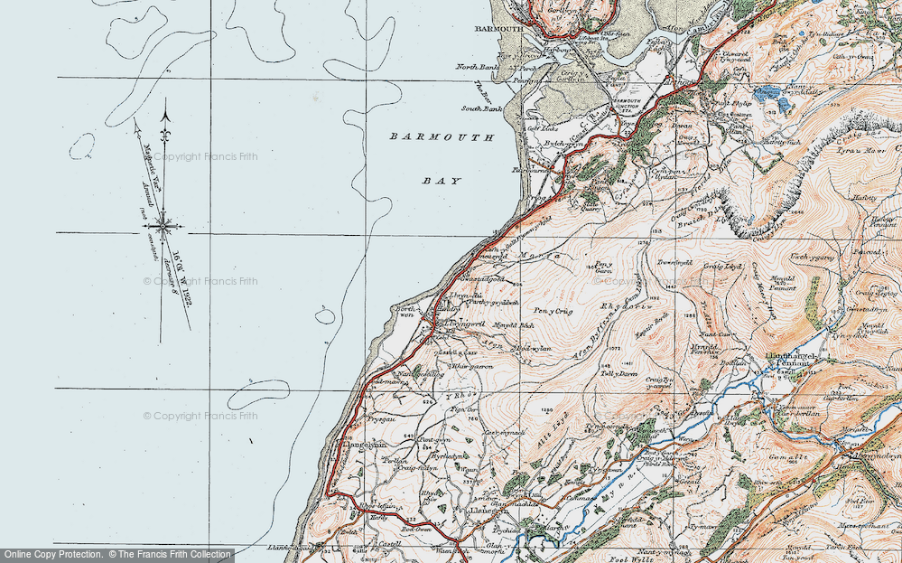 Old Map of Historic Map covering Llwyn Du in 1922