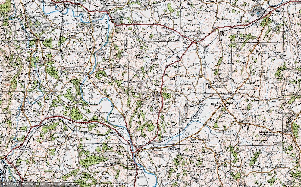 Old Map of Gwehelog, 1919 in 1919