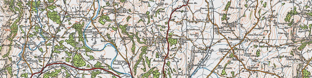 Old map of Gwehelog in 1919