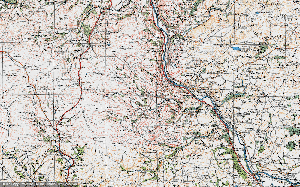 Old Map of Historic Map covering Blaenfirnant in 1923