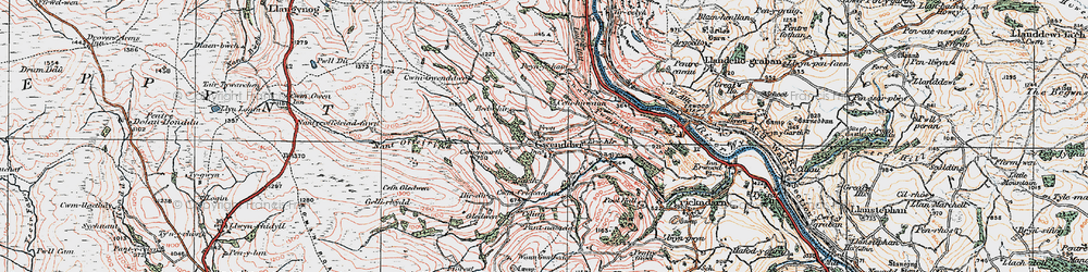 Old map of Gwenddwr in 1923