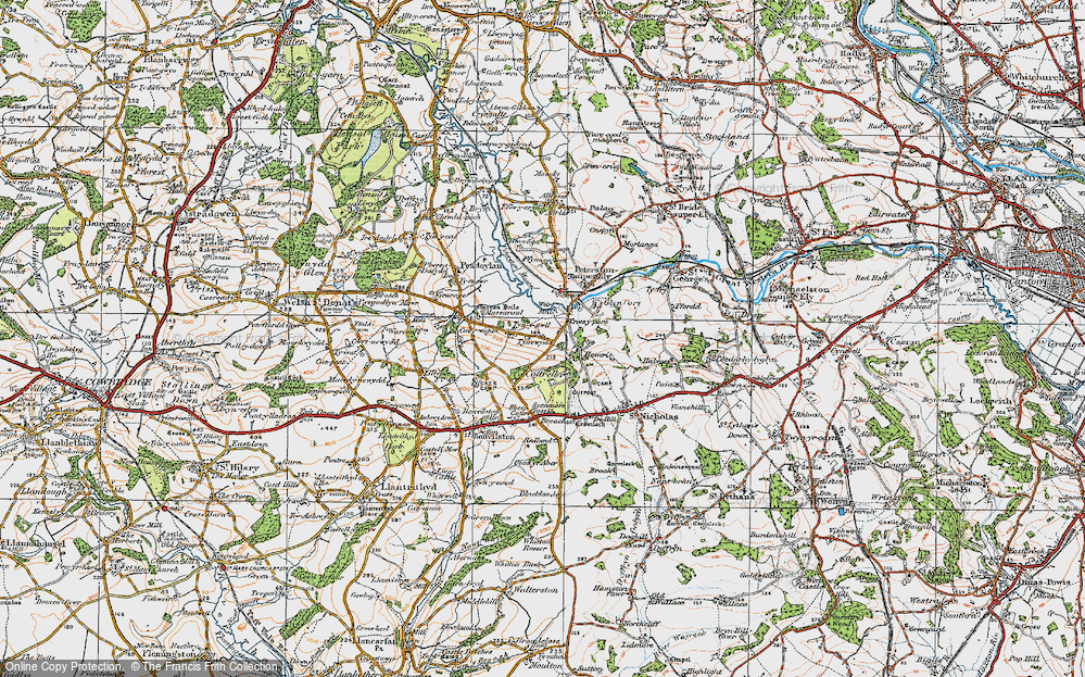 Old Map of Gwern-y-Steeple, 1922 in 1922