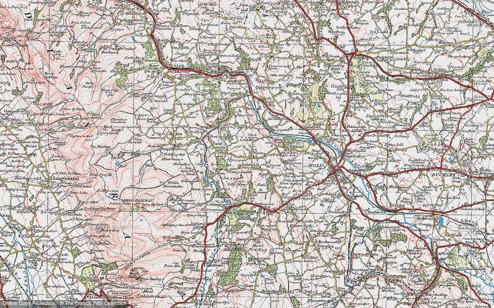 Old Map of Gwernaffield, 1924 in 1924