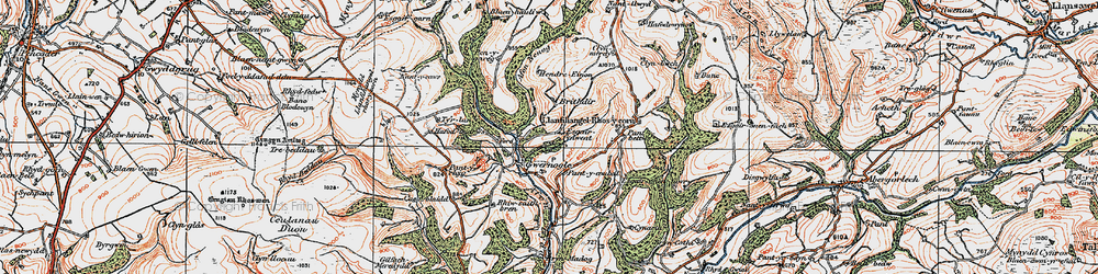 Old map of Afon Clydach in 1923