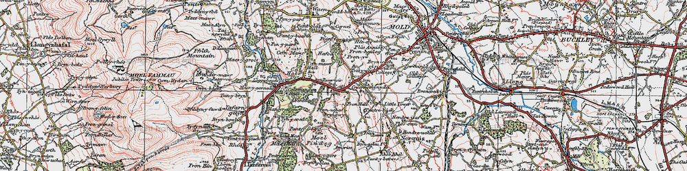 Old map of Gwernymynydd in 1924