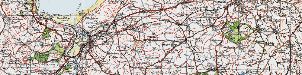 Old map of Gwinear in 1919