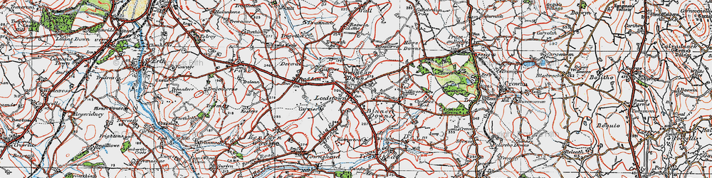 Old map of Gwinear Downs in 1919