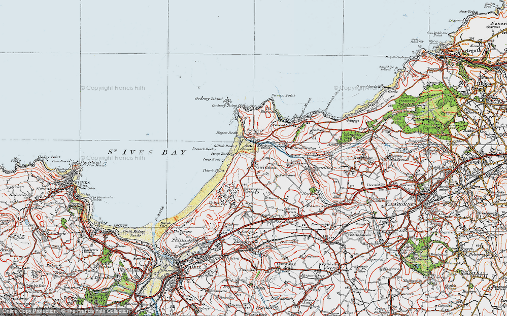 Old Map of Gwithian, 1919 in 1919