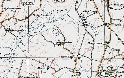Old map of Gwredog in 1922