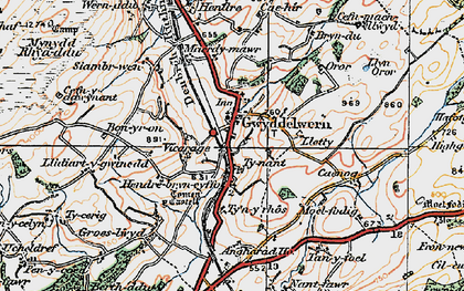 Old map of Gwyddelwern in 1922