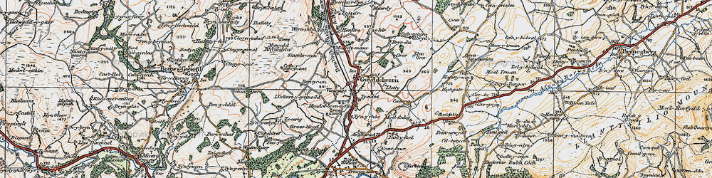 Old map of Gwyddelwern in 1922