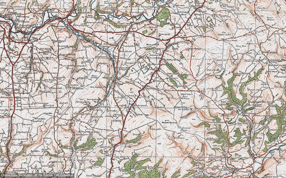 Old Map of Historic Map covering Bedw-Hirion in 1923