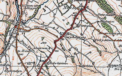 Old map of Bedw-Hirion in 1923