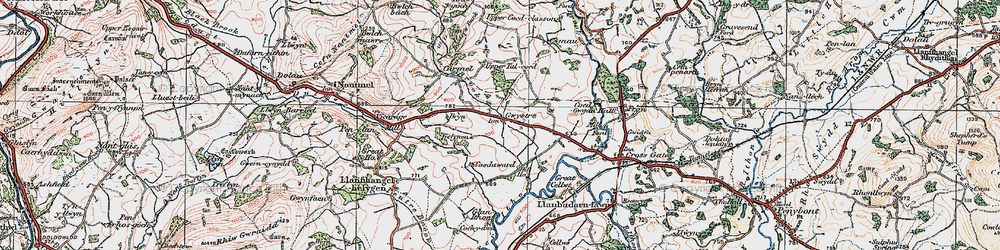 Old map of Gwystre in 1923