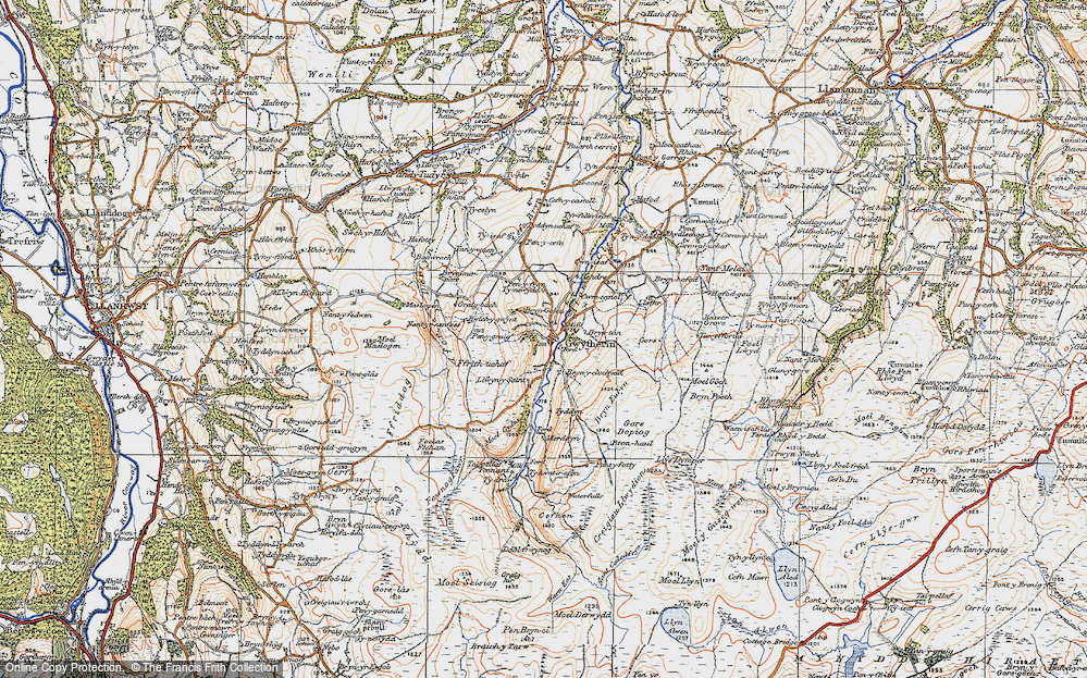 Old Map of Historic Map covering Bryn-tân in 1922