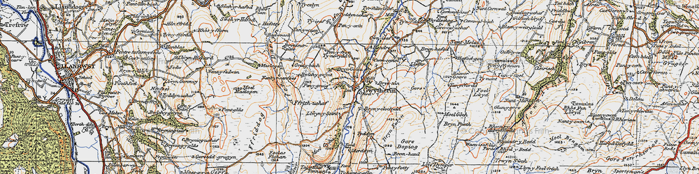 Old map of Bryn-y-clochydd in 1922