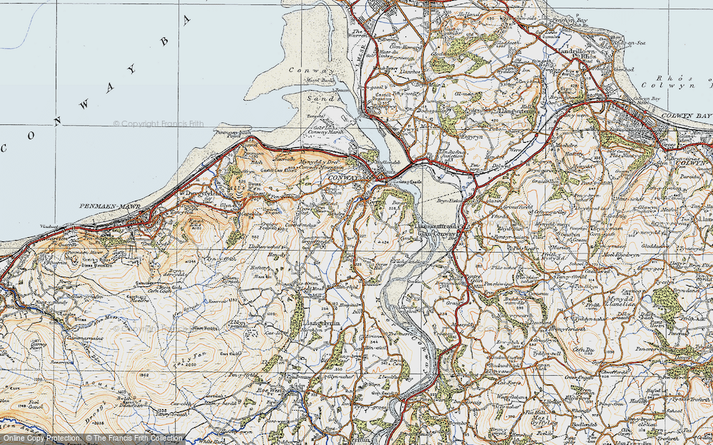 Old Map of Historic Map covering Groesffordd in 1922