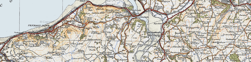 Old map of Gyffin in 1922