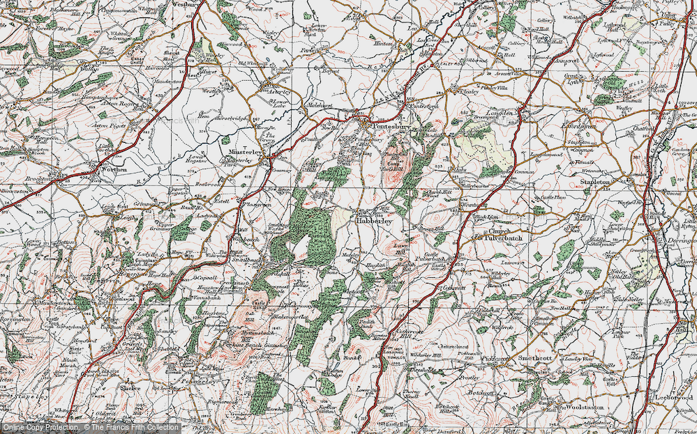 Old Map of Habberley, 1921 in 1921