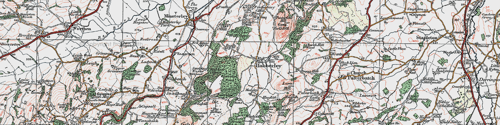 Old map of Habberley in 1921