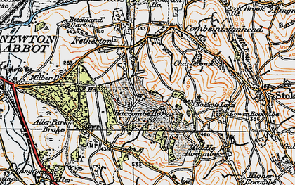 Old map of Haccombe in 1919