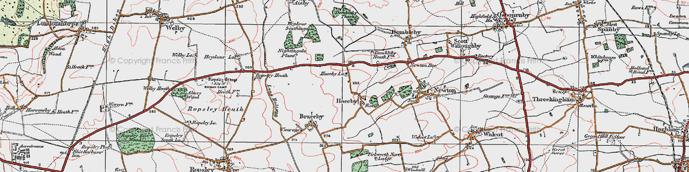 Old map of Haceby in 1922