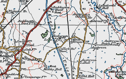 Old map of Hack Green in 1921