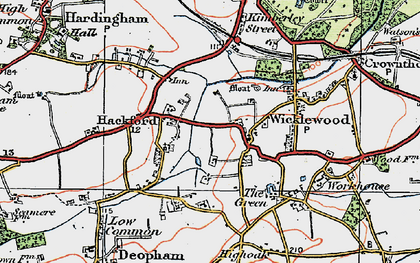 Old map of Hackford in 1921