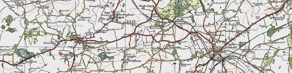 Old map of Hackford in 1921