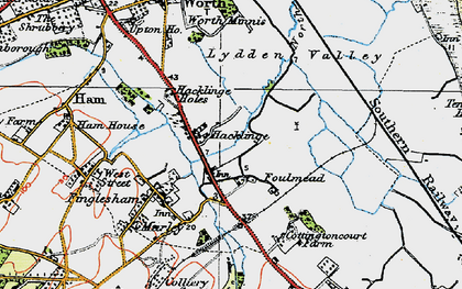 Old map of Hacklinge in 1920