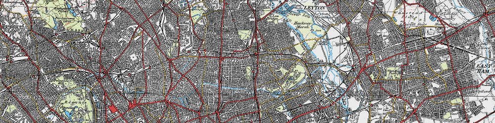 Old map of Hackney in 1920